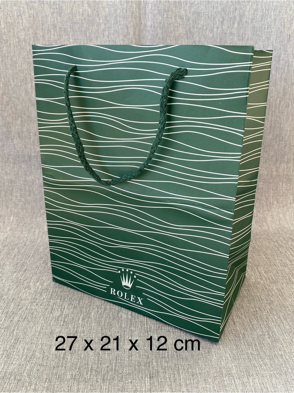 Authentic Rolex | Shopping Bag Green White Wave Pattern Gift Storage Like New